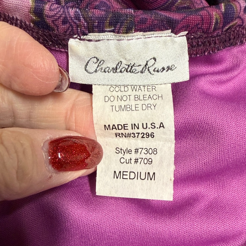 Charlotte Russe Purple and Pink Paisley Skirt Set top size L and skirt size M - Picture 3 of 6